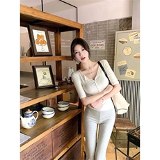 早秋季新款圆领长袖上衣女内搭正肩显瘦t恤洋气高级设计感打底衫，男装T恤，星座1210-1