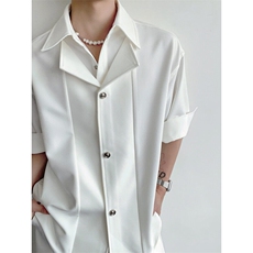 现货25假两件翻领气质短袖衬衫cs180-p78，男装衬衫，电商B288