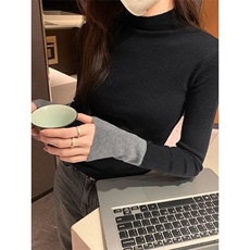 2025款春秋季百搭毛衣女半高领修身内搭上衣黑色针织打底衫，男装针织衫/毛衣，星座1210-1