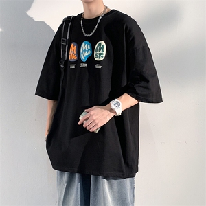 夏季新款印花纯棉短袖t恤男装休闲宽松五分袖上衣服体恤TX403-P30图片