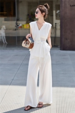 2025夏新款修身系带上衣+休闲阔腿裤，女装套装/套裙，瑶迪依秀