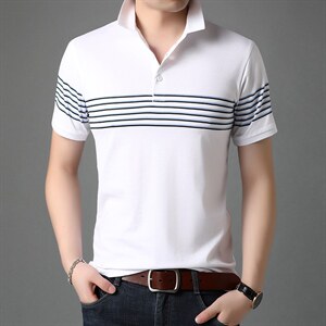 短袖t恤男条纹男士短袖T恤polo 衫男翻领2023夏季薄款潮流休闲图片