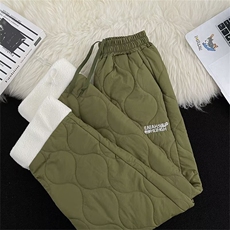 重磅冬季加棉防水拼接羊羔绒棉裤男女款纯色菱格刺绣裤子BK54/P48，男装棉裤，星座506B