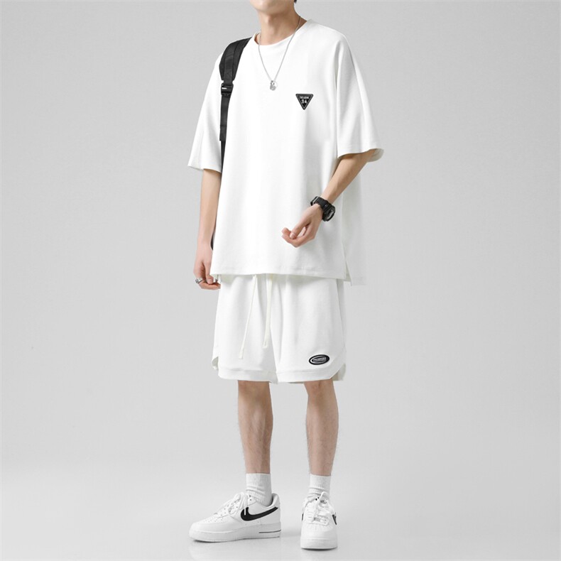 亲肤冰丝运动套装速干短袖凉感健身短裤夏装两件套TZ12-特批70,男装休闲套装,星座718
