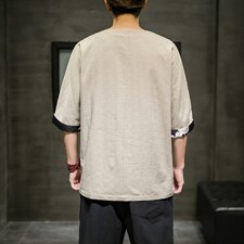 春夏新款风唐装短袖t恤男棉麻七分袖DSA008/T063/P60，男装T恤，电商A008