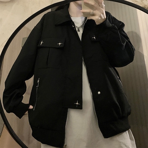 春秋新款设计美式高街外套男女宽松hiphop正肩夹克上衣C344-P90图片