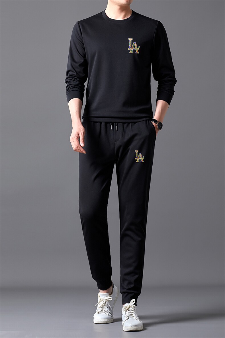 2023春季新款运动套装男中年圆领印花字母宽松卫衣卫裤两件套，男装休闲套装，电商B212（原钱塘6029）