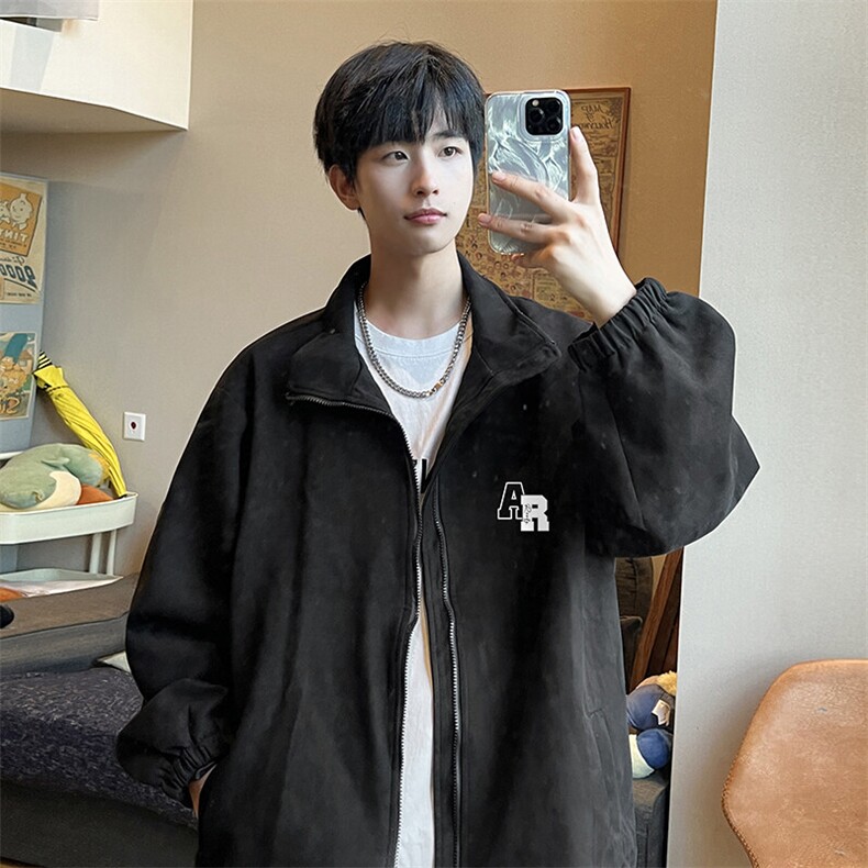 麂皮绒夹克男大码立领褂子外套JK85369-P68加绒款-P78,男装夹克,电商A040