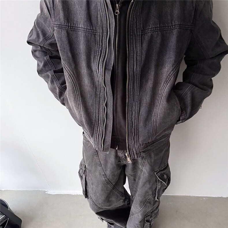 W9258-P80网图现货春季新款美式牛仔外套水洗做旧工装夹克潮,男装工装外套,星座1608-2
