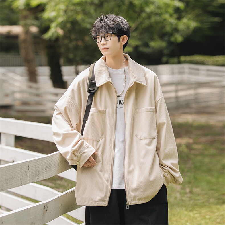 2023秋潮流灯芯绒cityboy拉链外套男休闲大码翻领夹克J25019-P85图片