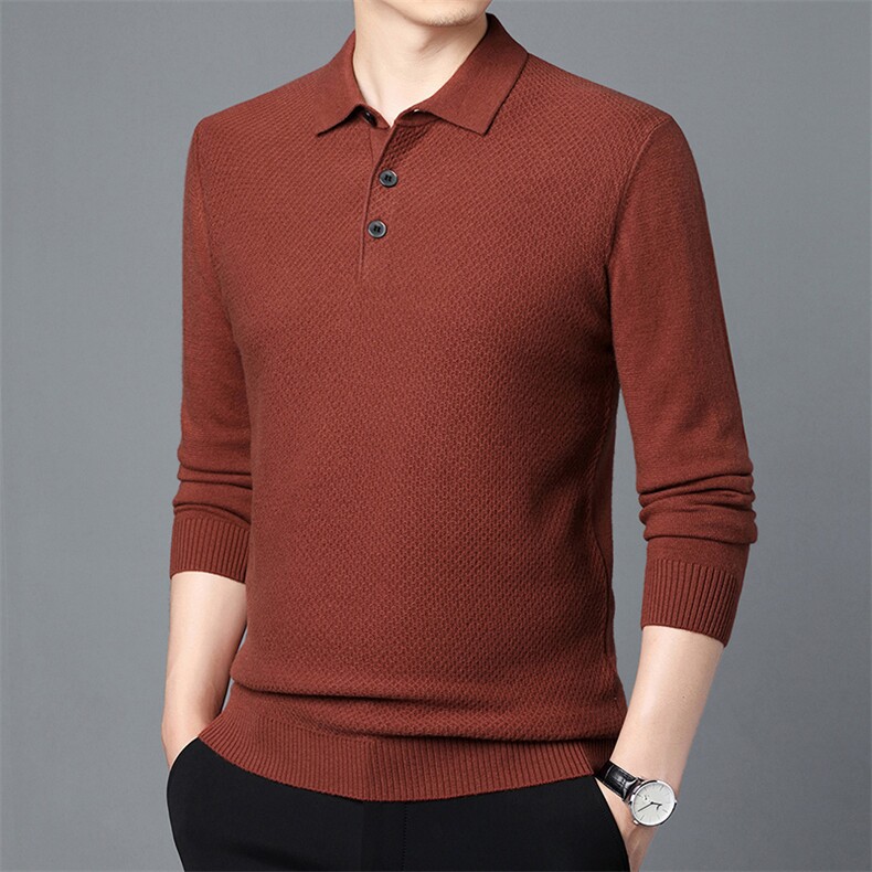 CM61150钱塘2020-2商务休闲翻领简约冬季厚款中年男士羊毛衫P147,男装针织衫/毛衣,钱塘207-2