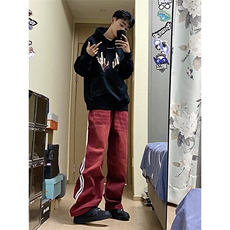 B221美式ins高街暗黑小众宽松直筒运动牛仔裤LK23139-P65控88，男装牛仔裤，电商B221