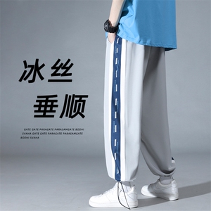 潮牌休闲男士夏季冰丝薄速干透气阔腿束脚XZ225-3-CK3109-P40控59图片