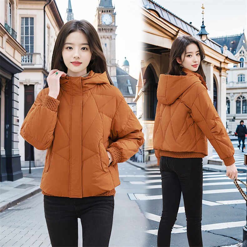 时尚连帽保暖羽绒服女2025新款冬季减龄宽松小个子短款白鸭绒外套,女装羽绒服,婷思杰（原婷想服饰）
