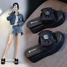 厚底坡跟拖鞋女夏外穿2024新款高级感外出百搭时尚松糕一字凉拖鞋，女鞋拖鞋，电商A223