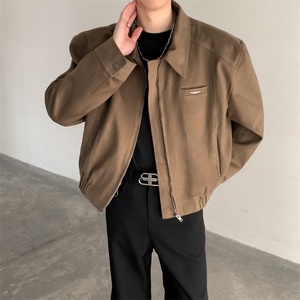 高级感cleanfit短款夹克男小众金属垫肩拉链呢子外套WT72-P138图片