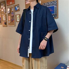 日系cityboy衬衫短袖夏季港风坠感宽松百搭慵懒休闲衬衣W3184-P30图片