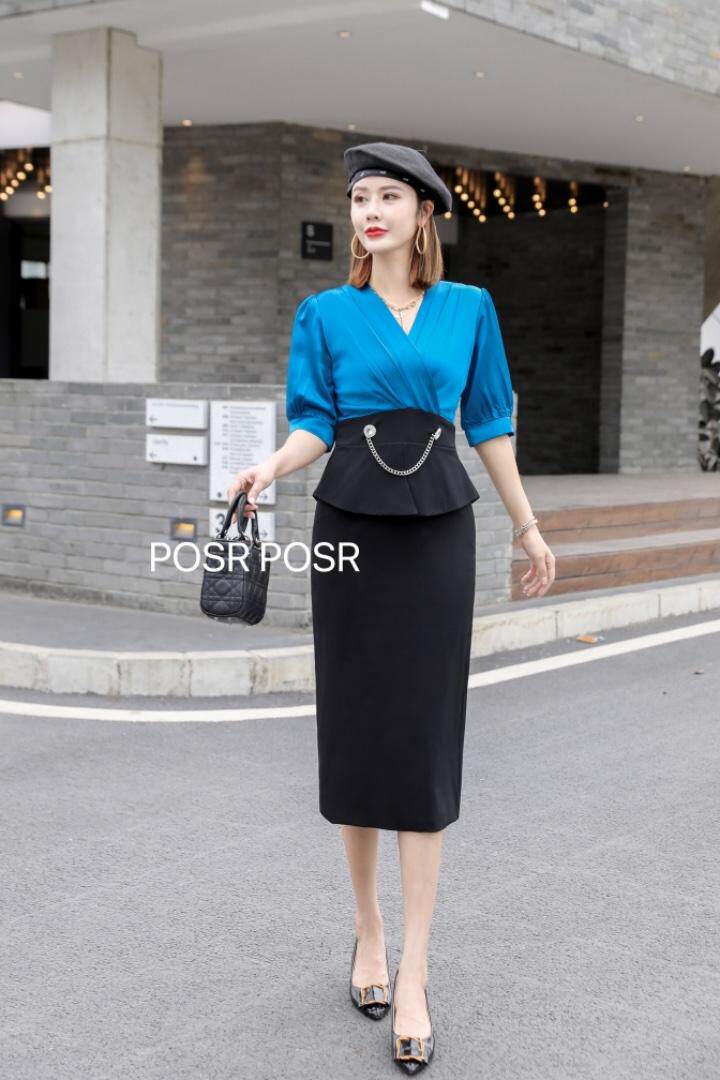 时尚醋酸拼接连衣裙????，女装连衣裙，珀莎