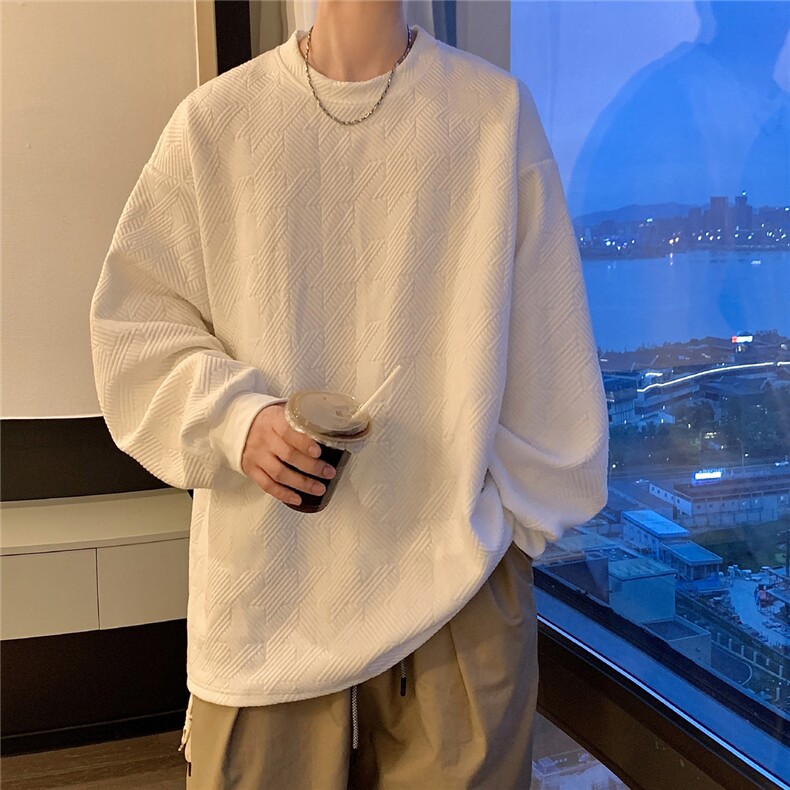 2026港风立体菱形方格花纹大码M-5XL面料卫衣休闲潮流WY77056P38，男装卫衣，星座227-7