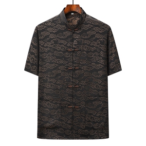 风唐装中年短袖衬衫套装男士夏装太极服宽松套装CF2806-P110图片