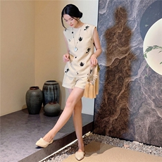 欧货运动休闲套装女夏季新款修身显瘦圆领无袖上衣阔腿短裤两件套，女装套装/套裙，江南