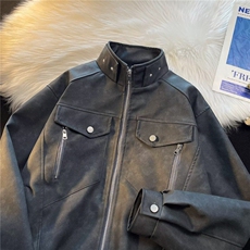 美式短款外套男春季潮牌高级感痞帅工装夹克棒球服W6455-P99，男装夹克，星座412-2