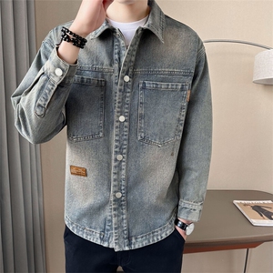 店主风水洗复古牛仔外套男装夹克宽松版C317-JK8163-P135图片