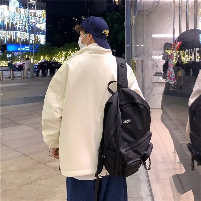 羊羔毛加绒外套ins港风两面穿棉服男冬季痞帅PU皮棉袄男V8565-P88,男装棉衣,星座1008