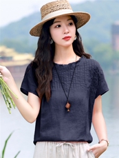 2026夏季苎麻时尚简约大方气质优雅休闲透气上衣，女装衬衫，独衣靓