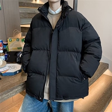 日系冬季立领棉衣男潮流宽松面包服外套ins加绒加厚棉服W5467-P65，男装棉衣，星座512-2