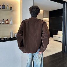 2025秋冬潮酷美式复古机车外套男女立领百搭休闲外套皮衣Y8576，男装皮衣，星座601-1