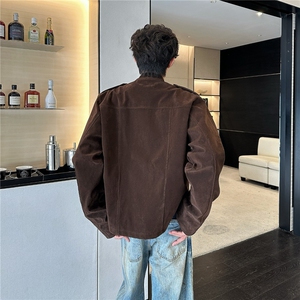 2025秋冬潮酷美式复古机车外套男女立领百搭休闲外套皮衣Y8576图片