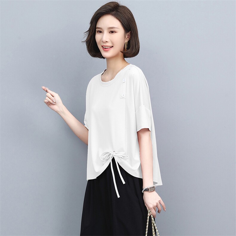 时尚百搭宽松显瘦短袖T恤女夏季新款韩版简约纯色上衣学生潮,女装T恤,阿丹