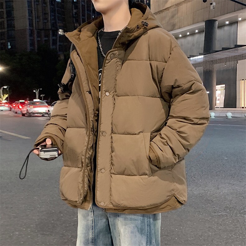 日系复古假两件连帽棉衣男冬季宽松情侣冬季棉服M0829-P103图片