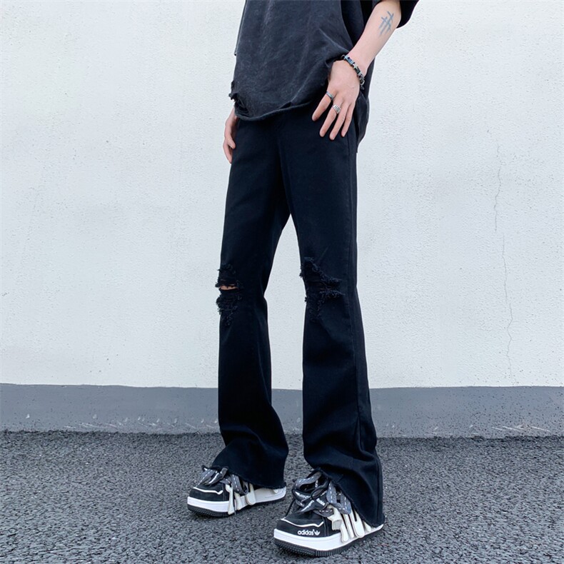 B221美式ins高街暗黑小众微喇破洞弹力牛仔裤LK23089-P65控88,男装牛仔裤,电商B221