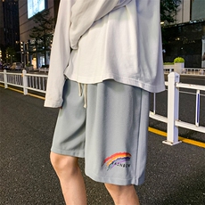 MK37064-P15冰丝短裤男士大码宽松休闲五分裤男运动中裤港风，男装休闲裤，电商A040A