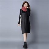 针织衫/毛衣圆领2021年秋季套头长袖中长款直筒，女装针织衫/毛衣，独衣靓