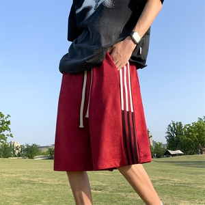 XZ514-2-1521-P43夏季篮球跑步运动裤男麂皮绒学生杠条休闲五分裤图片
