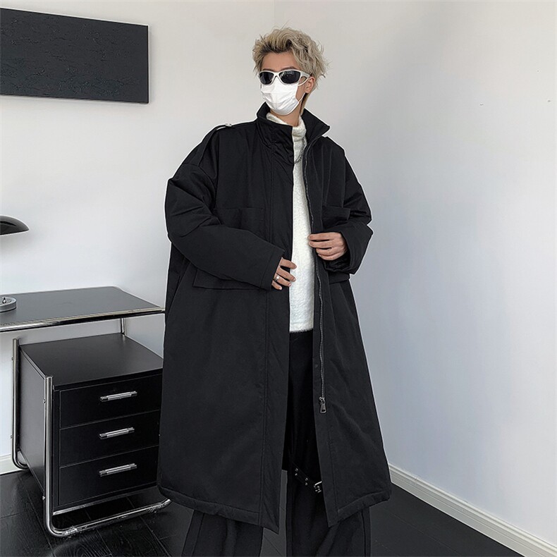长款过膝加棉棉服男士山本耀司暗黑系立领棉衣冬季MM01-P145,男装棉衣,星座512-1（原513-3）