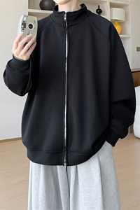 内景秋冬立领拉链开衫卫衣男潮流宽松运动外套WY00742/P45加绒P50图片