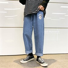 NK44233-P38直筒牛仔裤男士大码宽松九分裤男休闲长裤子男,男装休闲裤,电商A040