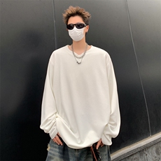 2025春季新款港风外景大码美式V领长袖T恤M-5XHT25148-特P25，男装T恤，电商A022