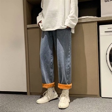 直筒牛仔长裤男女坠感宽松阔腿裤潮流休闲裤子k901-p35加绒45，男装卫衣，星座1008-2