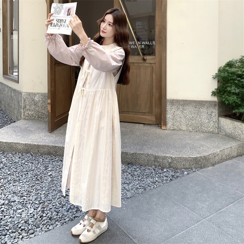 现货！主推款26春季粉色连衣裙+罩衫两件套2C056-7033-P175控258,女装套装/套裙,2C056