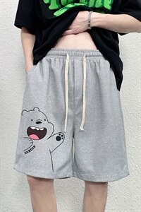 HD74131-P22 华夫格短裤男大码宽松五分裤男直筒中裤图片