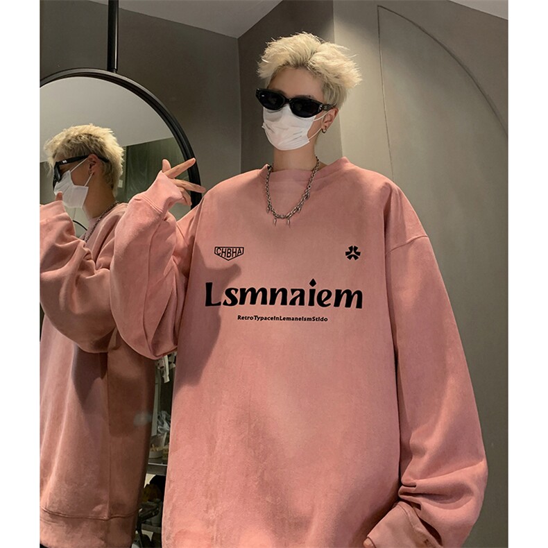 抖音得物供货提供视频秋冬重磅美式麂皮绒圆领卫衣JY391,男装卫衣,电商A486