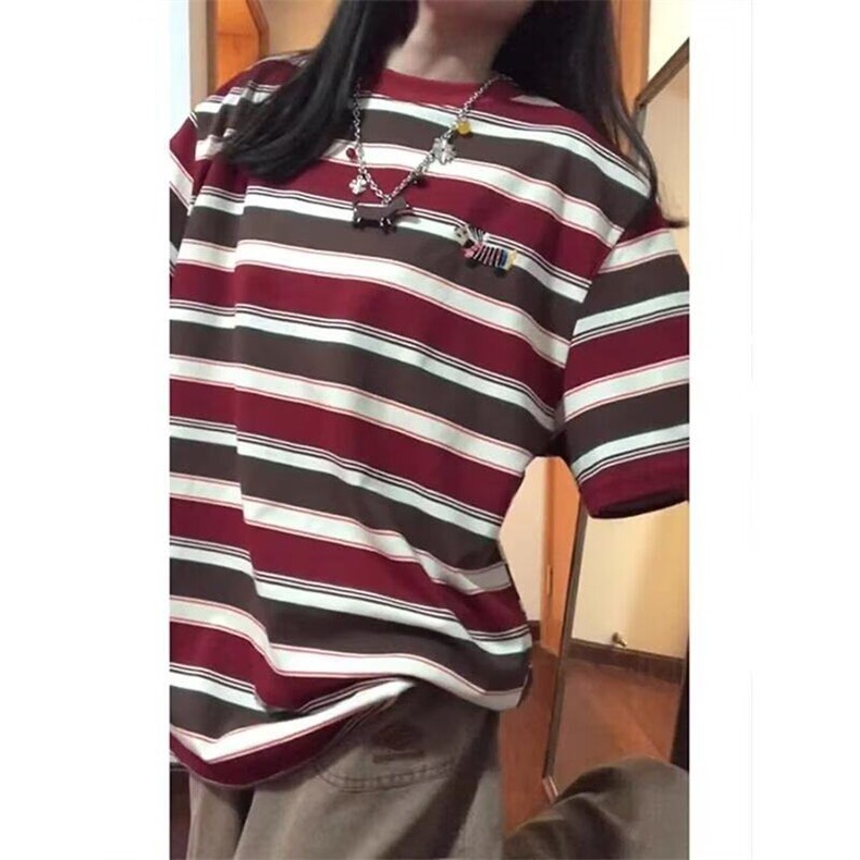 【有货】DA215-批45美式复古纯棉条纹短袖T恤男女夏季新款半袖潮,男装T恤,星座603-2