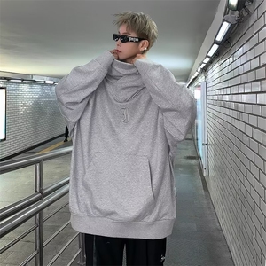 美式重磅高领卫衣男连帽春秋款宽松痞帅机能休闲运动WM04-P38图片