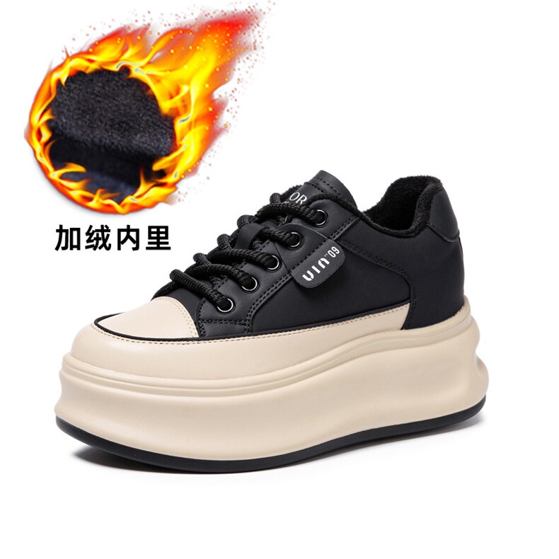 小个子厚底女鞋2024秋冬新款休闲百搭保暧加绒小白鞋,女鞋休闲鞋,电商A223