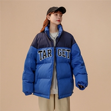 中性22冬季新品字母印花拼色立领棉服TPMY255P85控138特批无差价，男装棉衣，A247A
